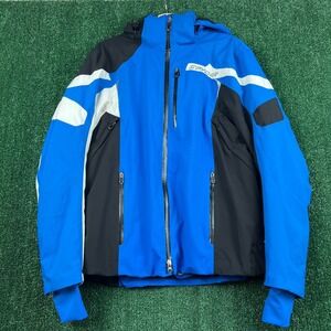 Spyder Men's Ski Jacket Blue Large Thinsulate Insulated Hooded Waterproof